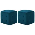 2 pcs Poufs Bleu 30 x 30 x 30 cm Tissu velours