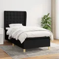 Cadre de lit avec matelas Noir 100x200 cm Tissu