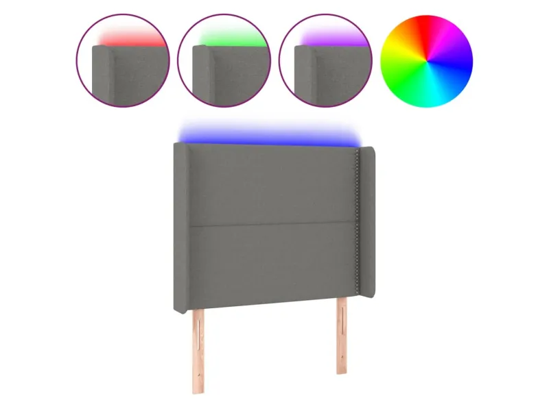 Tête de lit à LED Gris foncé 103x16x118/128 cm Tissu
