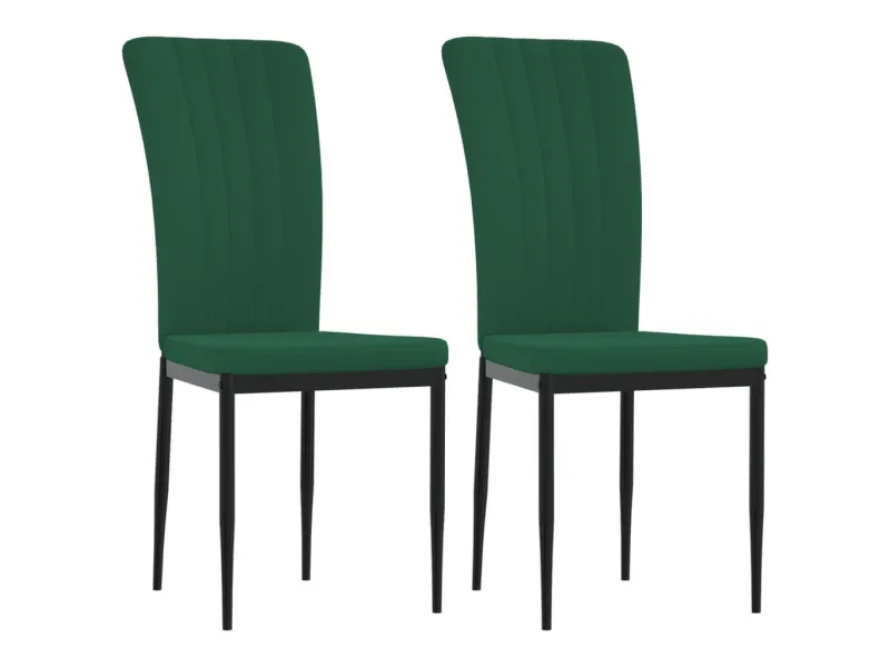 Chaises à manger lot de 2 Vert foncé Velours