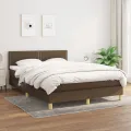 Cadre de lit avec matelas Marron foncé 140x200 cm