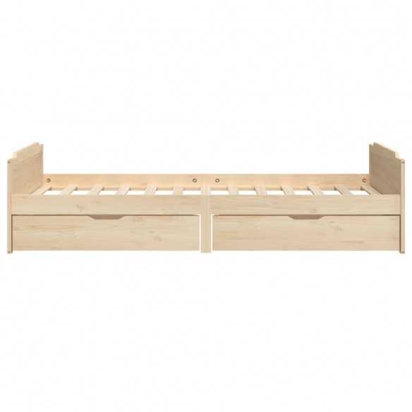 Lit avec tiroirs Bois de pin massif 90x200 cm