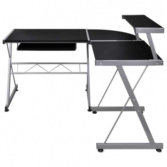 Bureau d'ordinateur d'angle Noir 132x112x99cm 