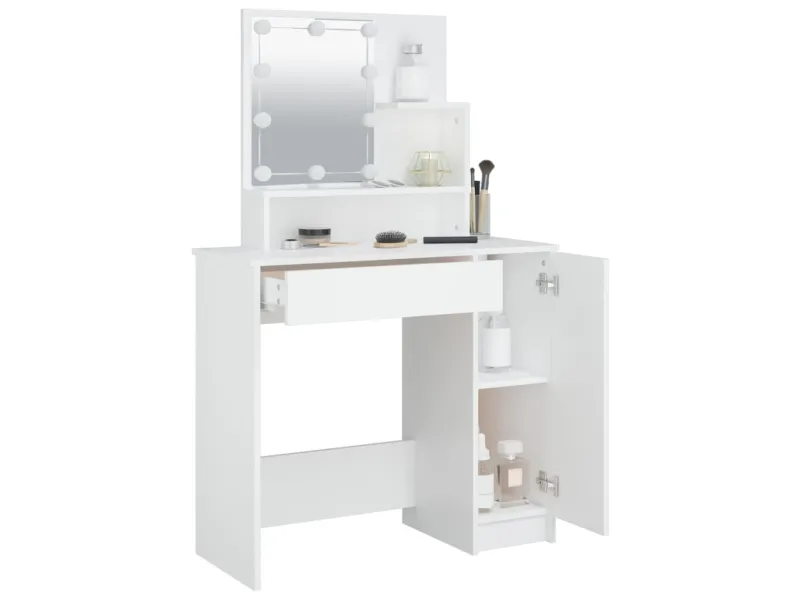 Coiffeuse avec LED Blanc 86,5x35x136 cm