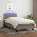 Cadre de lit avec matelas LED Taupe 100x200 cm Tissu
