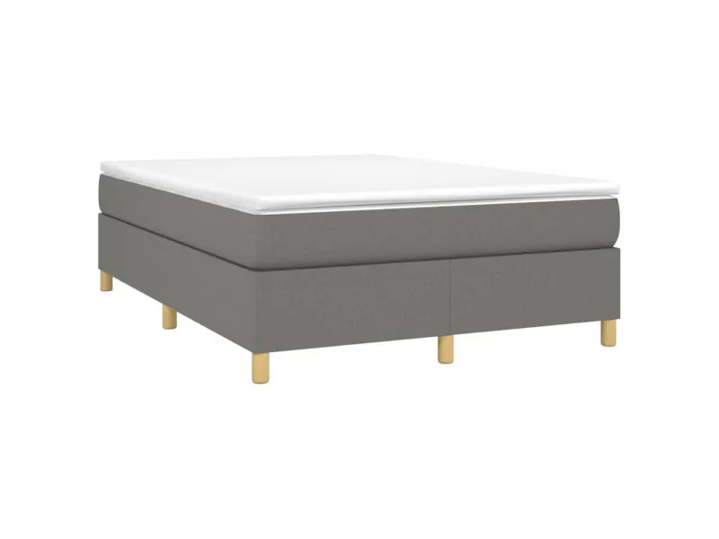 cadre de lit avec matelas Gris foncé 140x200cm Tissu