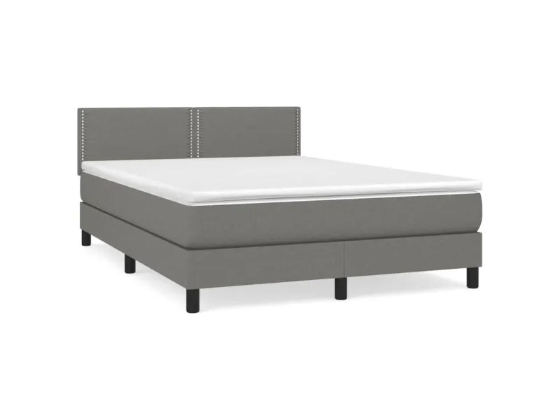 cadre de lit avec matelas Gris foncé 140x200cm Tissu
