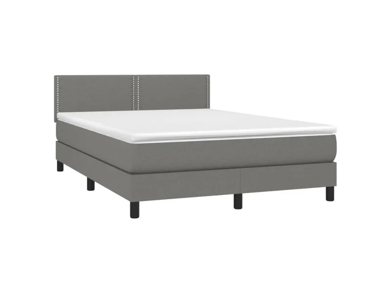 cadre de lit avec matelas Gris foncé 140x200cm Tissu