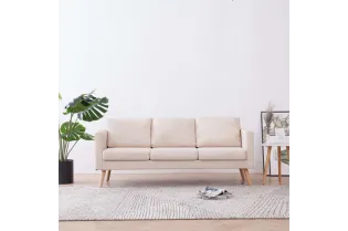Canapé à 3 places Tissu Crème