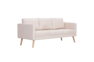 Canapé à 3 places Tissu Crème 2