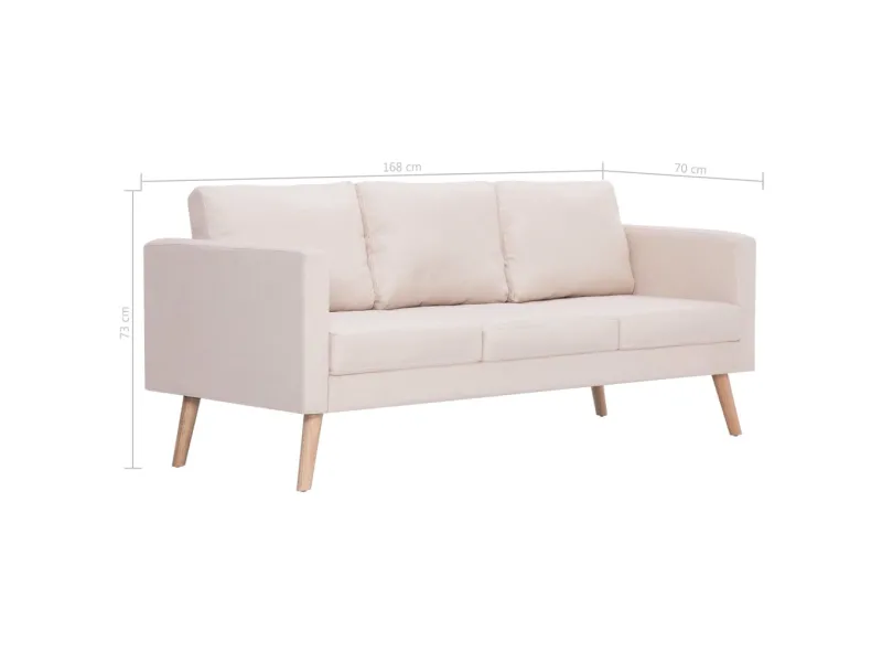 Canapé à 3 places Tissu Crème