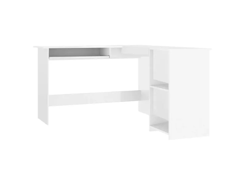 Bureau d'angle forme de L Blanc brillant 120x140x75cm Aggloméré