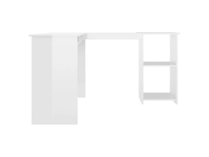 Bureau d'angle forme de L Blanc brillant 120x140x75cm Aggloméré