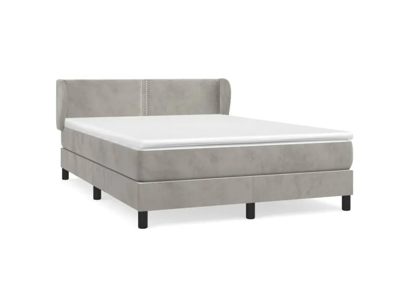 cadre de lit et matelas Gris clair 140x200cm Velours