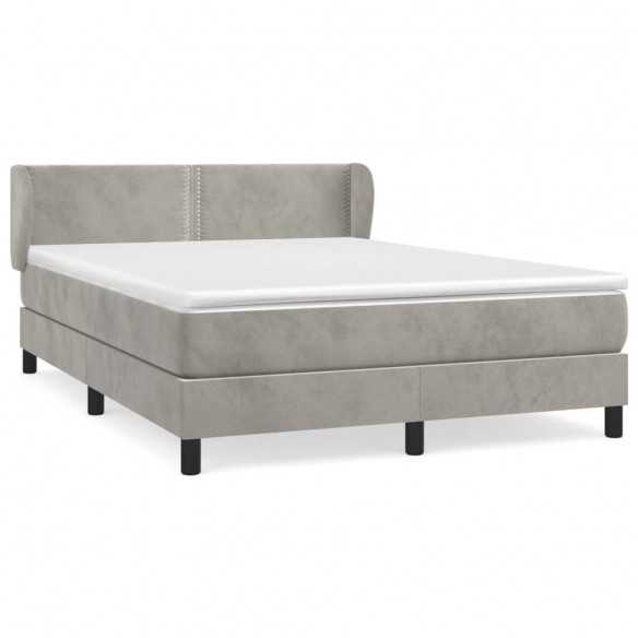 cadre de lit et matelas Gris clair 140x200cm Velours