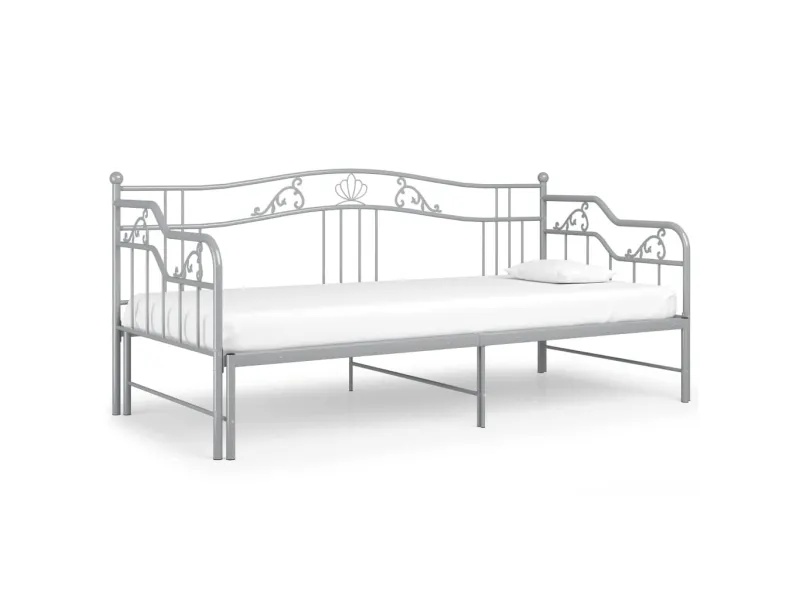 Cadre de canapé-lit extensible Gris Métal 90x200 cm