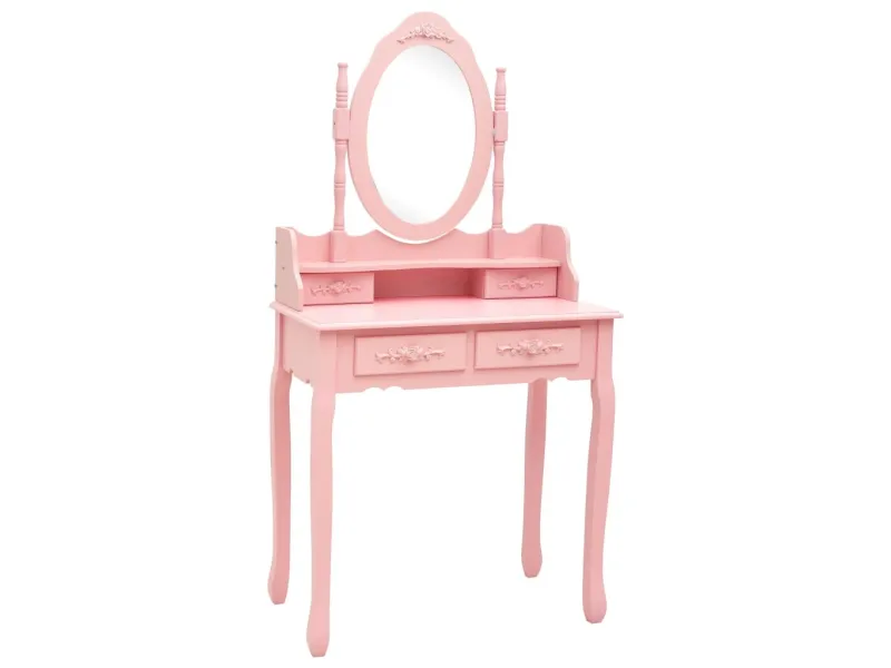 Ensemble de coiffeuse avec tabouret Rose 75x69x140 cm Paulownia