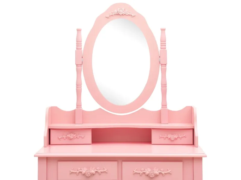 Ensemble de coiffeuse avec tabouret Rose 75x69x140 cm Paulownia