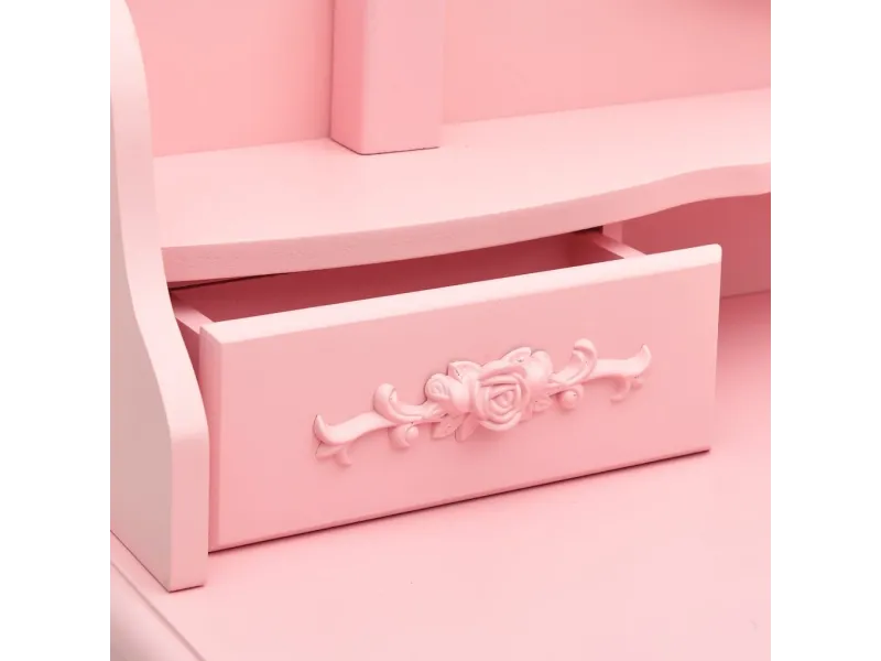 Ensemble de coiffeuse avec tabouret Rose 75x69x140 cm Paulownia