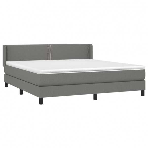 cadre de lit avec matelas Gris foncé 160x200cm Tissu