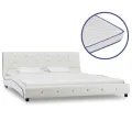Lit avec matelas à mémoire de forme Blanc Similicuir 160x200 cm