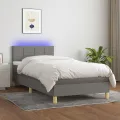 Cadre de lit et matelas et LED Gris foncé 100x200 cm