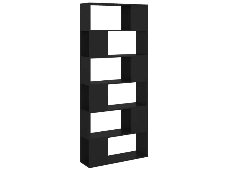 Bibliothèque/Séparateur de pièce Noir 80x24x186 cm Aggloméré