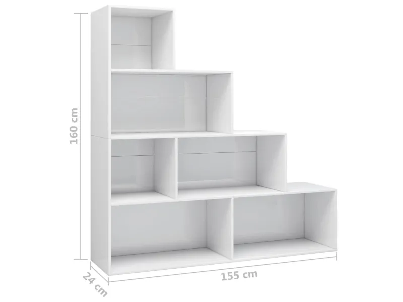 Bibliothèque/Séparateur de pièce Blanc brillant 155x24x160 cm
