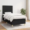 Cadre de lit avec matelas Noir 90x200 cm Tissu