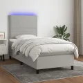 Cadre de lit avec matelas et LED Gris clair 90x190cm