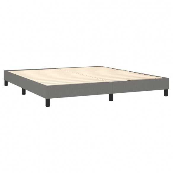 cadre de lit avec matelas Gris foncé 160x200cm Tissu