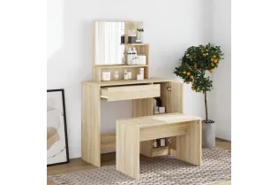 Coiffeuse avec miroir Chêne sonoma 86,5x35x136 cm 2