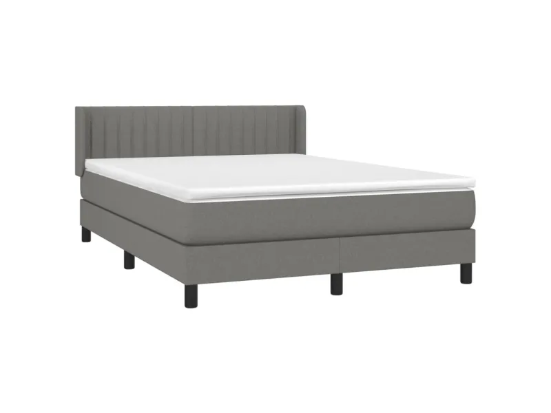 cadre de lit avec matelas Gris foncé 140x200cm Tissu