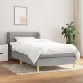 Cadre de lit avec matelas Gris clair 100x200cm Tissu