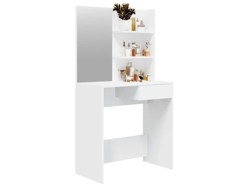 Coiffeuse avec miroir Blanc 74,5x40x141 cm