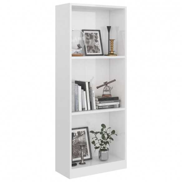 Bibliothèque à 3 niveaux Blanc brillant 40x24x108 cm Aggloméré
