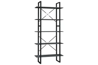 Bibliothèque à 5 niveaux Gris 80x30x175 cm Bois de pin 2