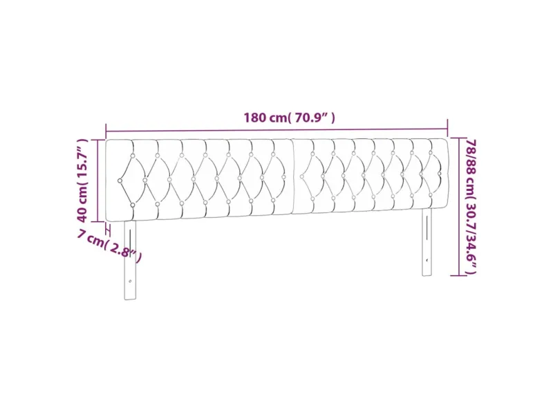 Tête de lit à LED Gris clair 180x7x78/88 cm Tissu