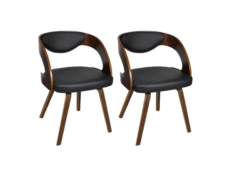 Chaises à manger lot de 2 marron similicuir