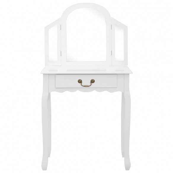 Coiffeuse et tabouret Blanc 65x36x128 cm Bois de paulownia MDF