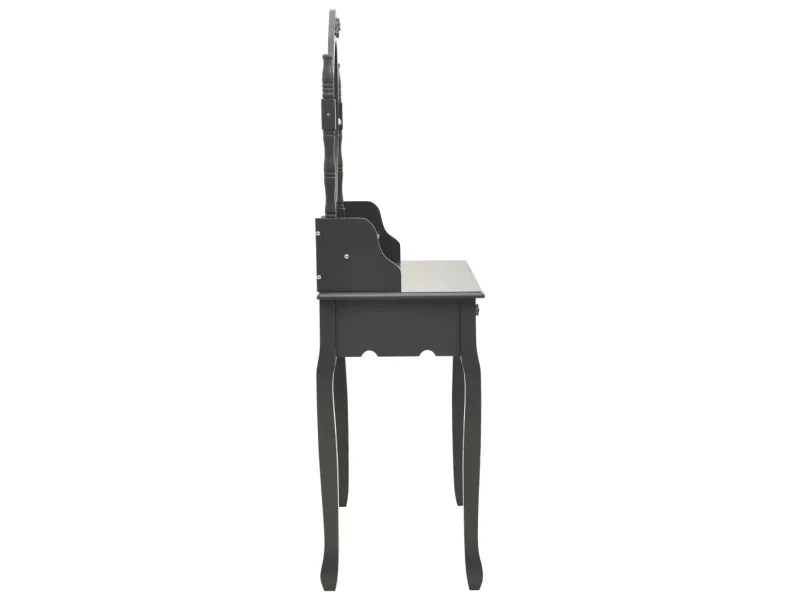 Ensemble de coiffeuse avec tabouret Gris 75x69x140 cm Paulownia