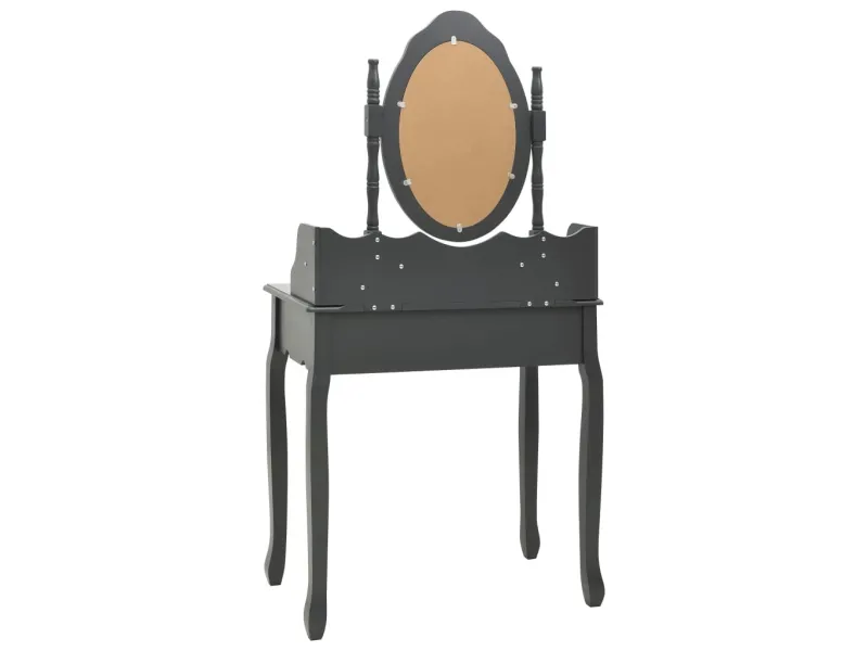 Ensemble de coiffeuse avec tabouret Gris 75x69x140 cm Paulownia