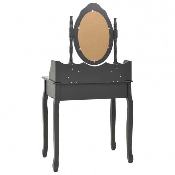 Ensemble de coiffeuse avec tabouret Gris 75x69x140 cm Paulownia