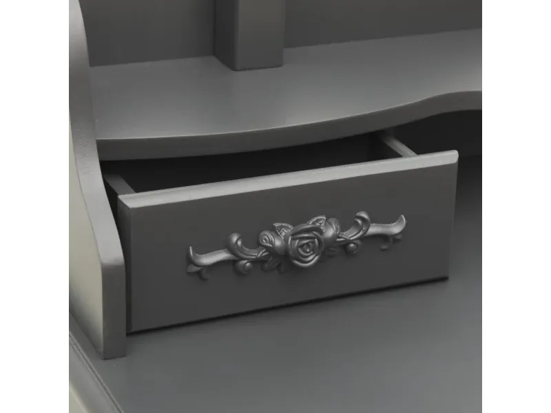 Ensemble de coiffeuse avec tabouret Gris 75x69x140 cm Paulownia