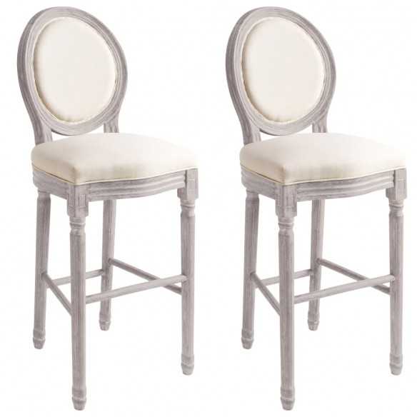 Tabourets de bar lot de 2 blanc lin