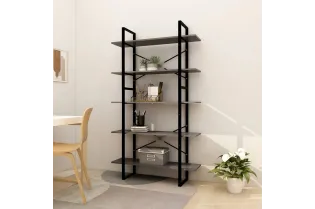 Bibliothèque à 5 niveaux Gris 100x30x175 cm Bois de pin