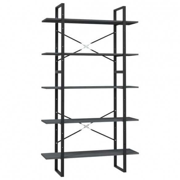 Bibliothèque à 5 niveaux Gris 100x30x175 cm Bois de pin