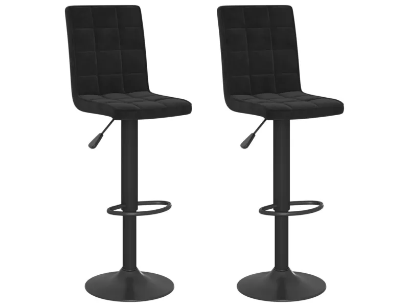 Tabourets de bar lot de 2 noir velours