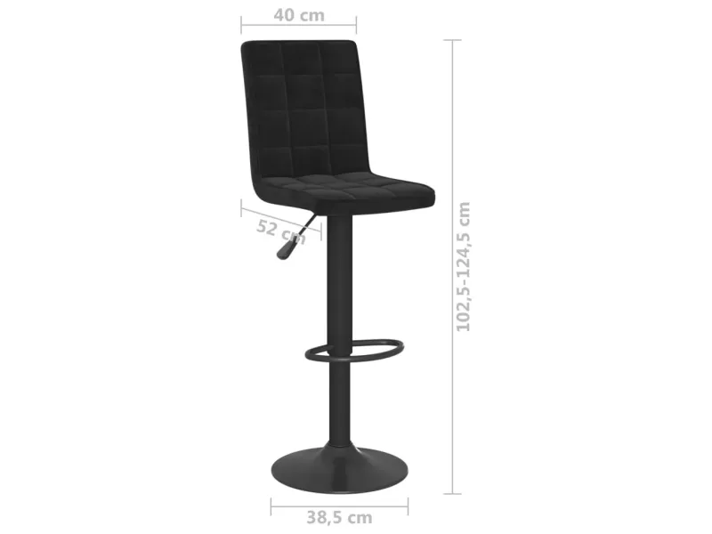 Tabourets de bar lot de 2 noir velours