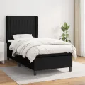 Cadre de lit et matelas Noir 80x200 cm Tissu